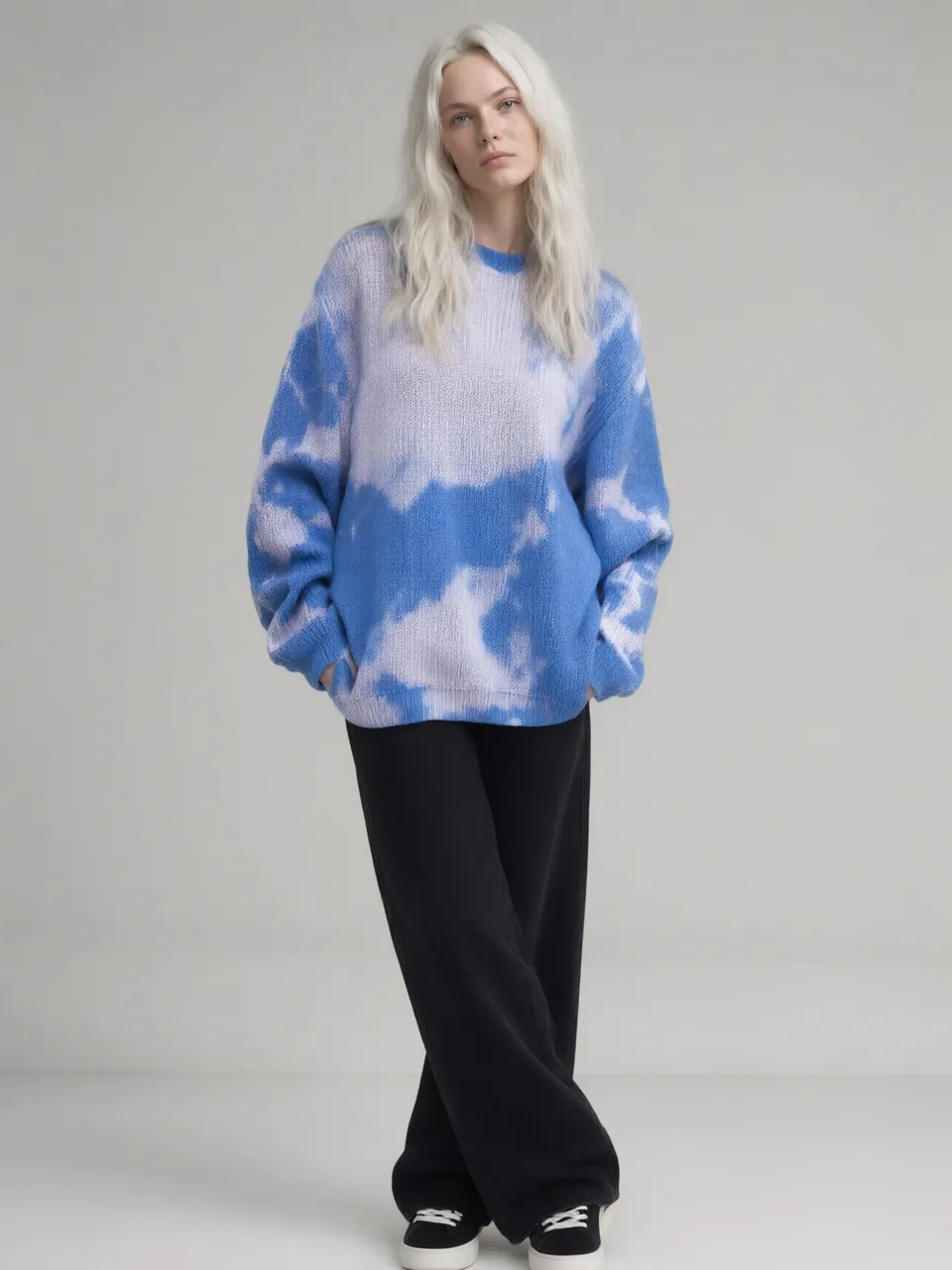 Свитер tie-dye, сине-лавандовый