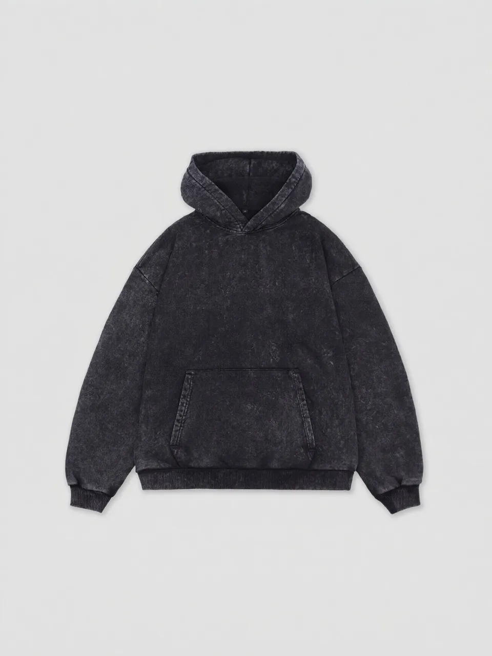 Худи оверсайз garment dyed 380 г, чёрный